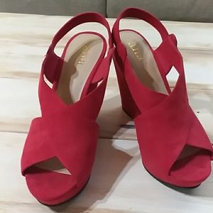 A.n.a platforms red velour suede look and feel